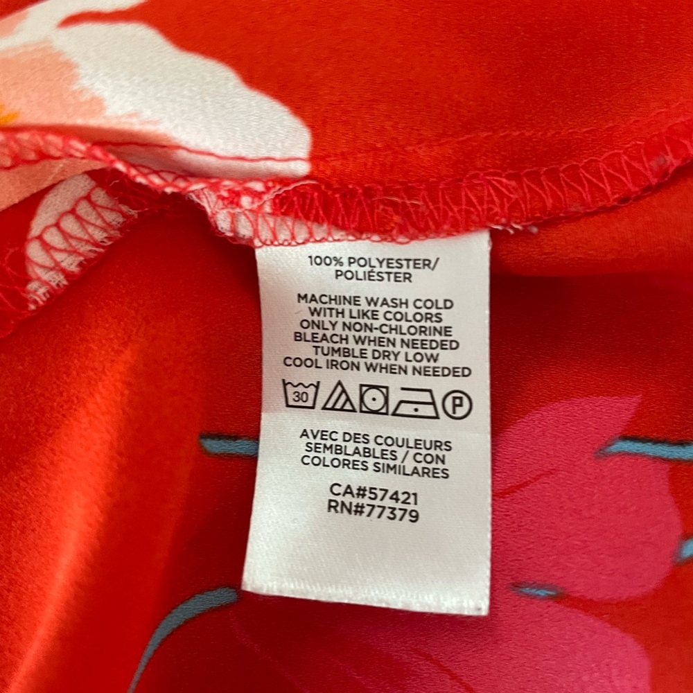 LOFT Red Floral Ruffle Sleeve Blouse - Picture 7 of 7